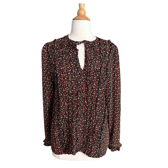 A.P.C. Lillian Ruffle Silk Cherry Print Blouse Cottagecore Vintage Inspired 8 - Picture 5 of 16